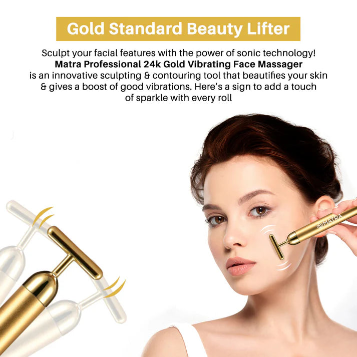 24K Gold Energy Beauty Bar Electric Facial Massage Roller